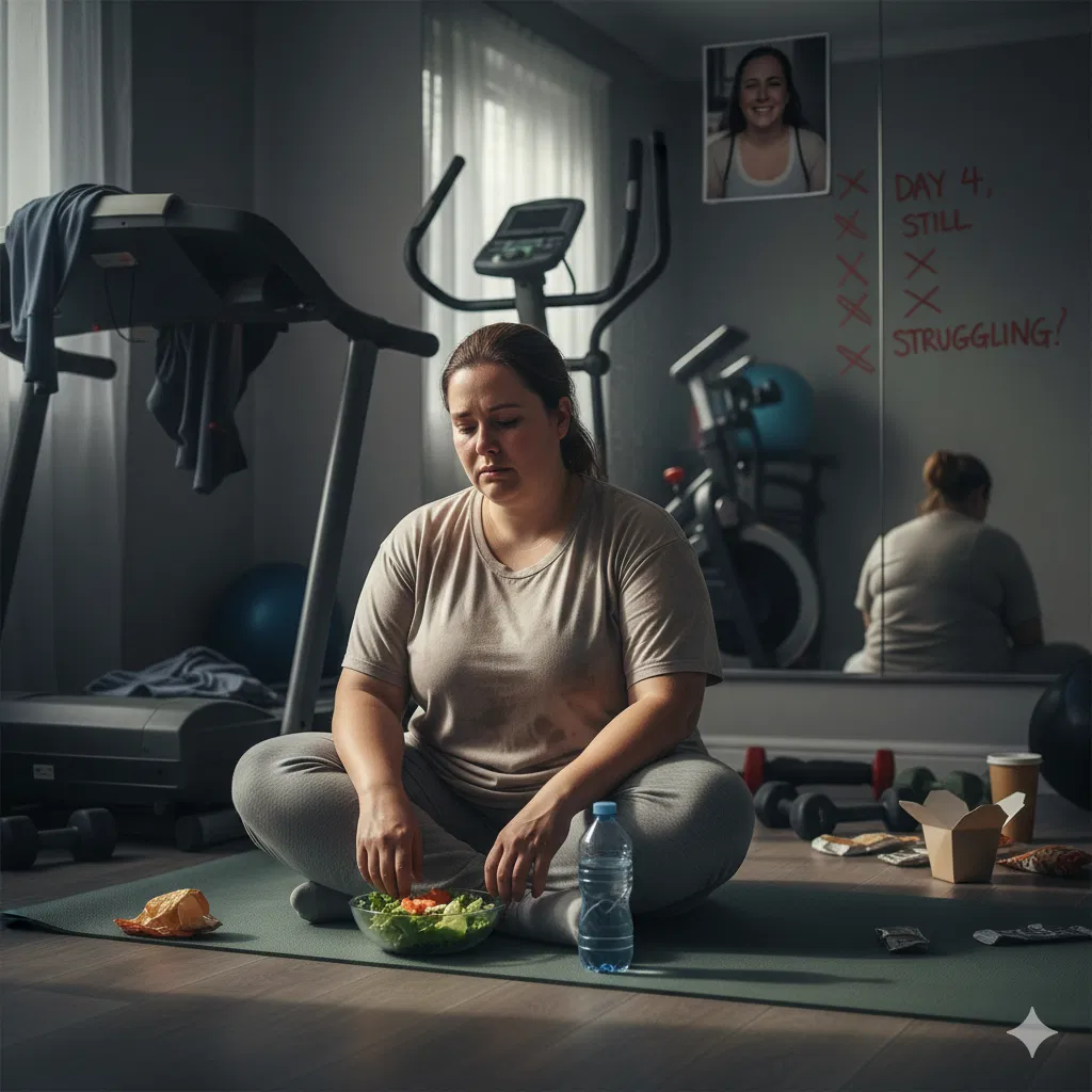 Persona en el gimnasio con alimentación saludable